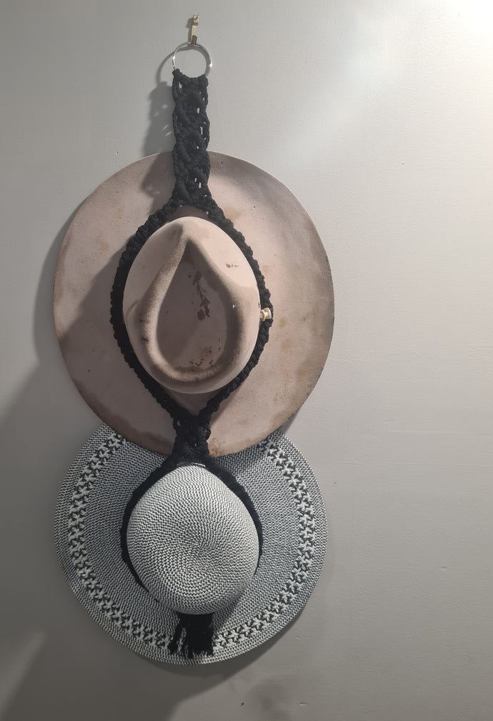 macramé double hat hanger